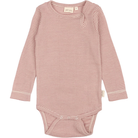 Petit Piao Nostalgic Rose/Dark Off White PPDante Body L/S Merino Ull Striped