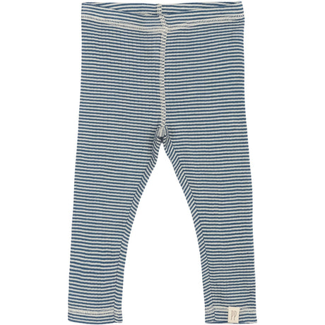 Petit Piao Ensign Blue/dark Off White PPDante Leggings Merino Ull Striped
