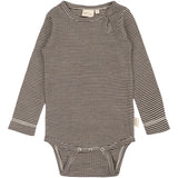 Petit Piao Coffee Bean/Dark Off White PPDante Body L/S Merino Ull Striped