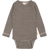 Petit Piao Coffee Bean/Dark Off White PPDante Body L/S Merino Ull Striped