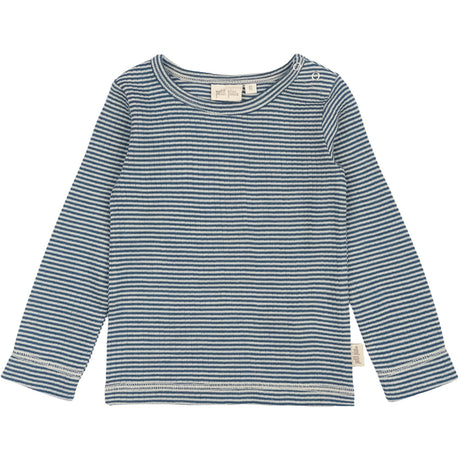 Petit Piao Ensign Blue/dark Off White PPDante T-Shirt L/S Meriono Ull Striped