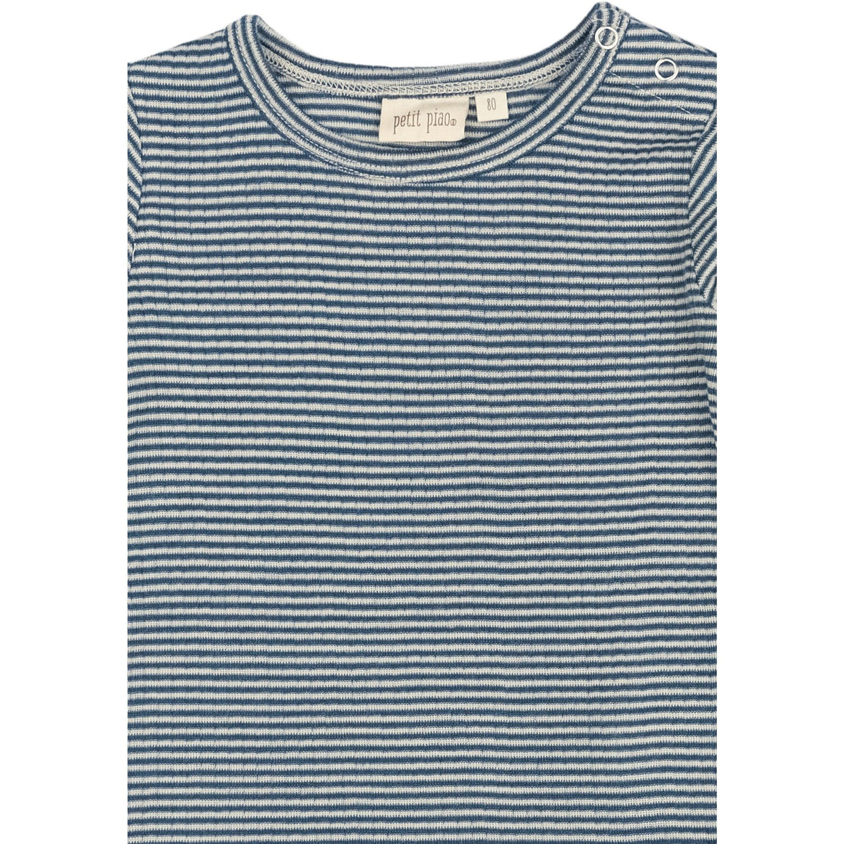 Petit Piao Ensign Blue/dark Off White PPDante T-Shirt L/S Meriono Ull Striped