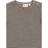 Petit Piao Coffee Bean/Dark Off White PPDante T-Shirt L/S Meriono Ull Striped