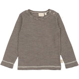Petit Piao Coffee Bean/Dark Off White PPDante T-Shirt L/S Meriono Ull Striped