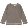 Petit Piao Coffee Bean/Dark Off White PPDante T-Shirt L/S Meriono Ull Striped