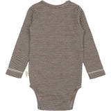 Petit Piao Coffee Bean/Dark Off White PPDante Body L/S Merino Ull Striped