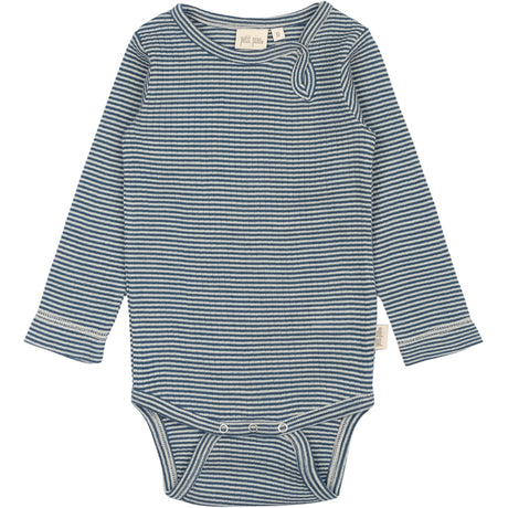 Petit Piao Ensign Blue/dark Off White PPDante Body L/S Merino Ull Striped
