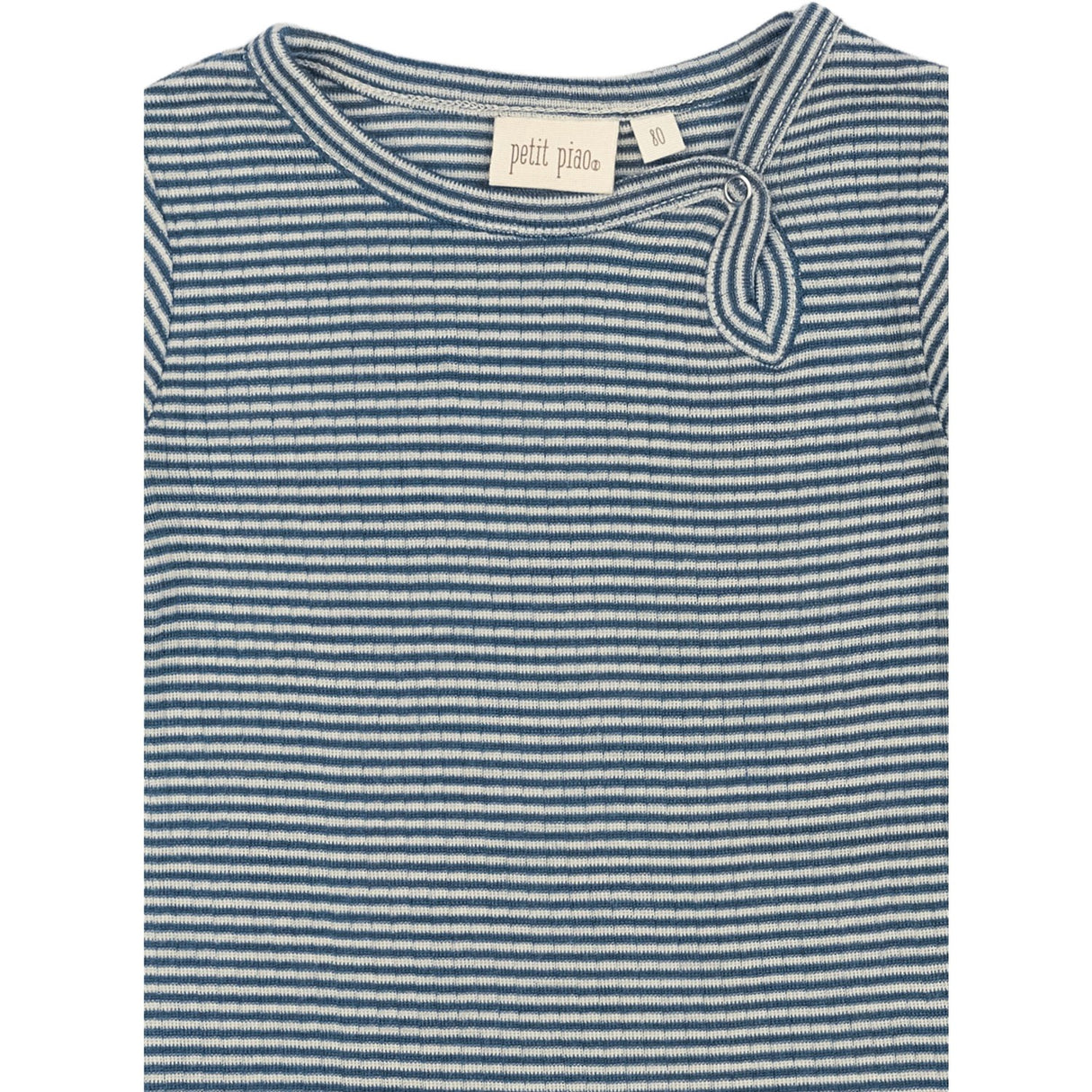 Petit Piao Ensign Blue/dark Off White PPDante Body L/S Merino Ull Striped