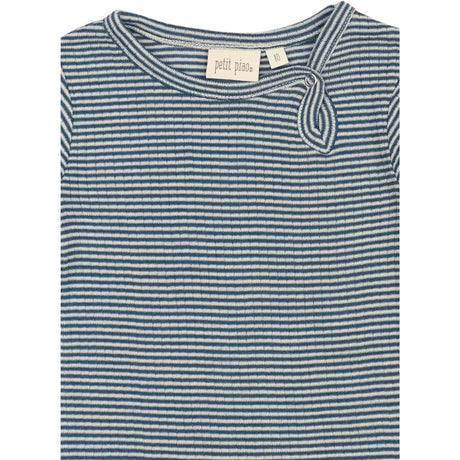Petit Piao Ensign Blue/dark Off White PPDante Body L/S Merino Ull Striped