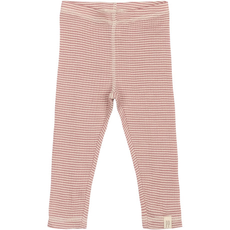 Petit Piao Nostalgic Rose/Dark Off White PPDante Leggings Merino Ull Striped