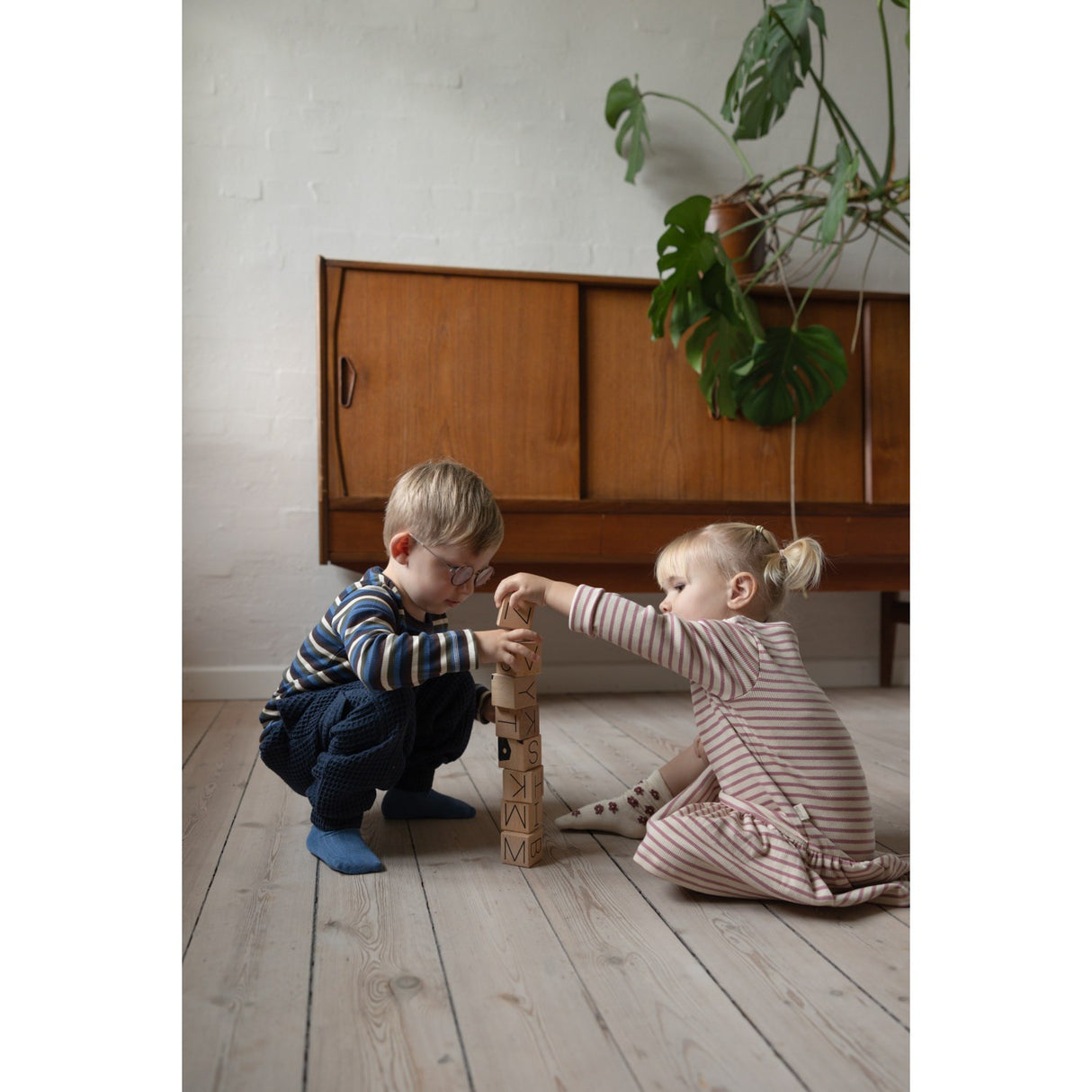 Petit Piao Nostalgic Rose/off White Klänning L/S Modal Striped