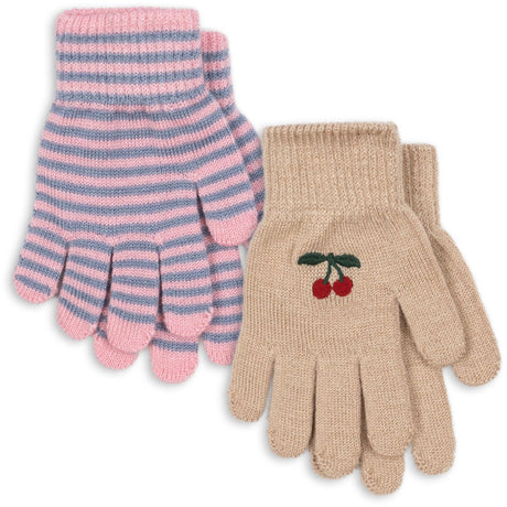 Konges Sløjd Cherry/Stripe 2 Pack Filla Handskar