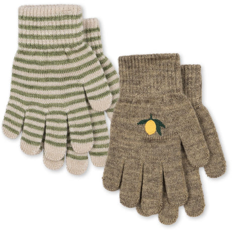 Konges Sløjd Lemon/Stripe 2 Pack Filla Handskar