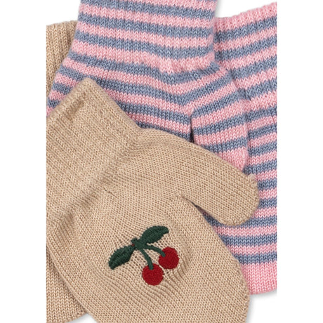 Konges Sløjd Cherry/Stripe 2 Pack Filla Vantar