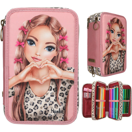TOPModel Leoheart Triple Pencil Case Med Rosett