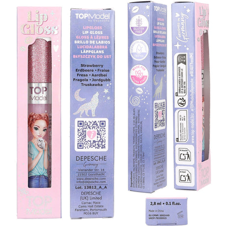TOPModel Beauty And Me Rose Strawberry Lip Gloss Med Glitter Keps