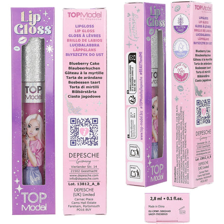 TOPModel Beauty And Me Pink Blueberry Lip Gloss Med Glitter Keps