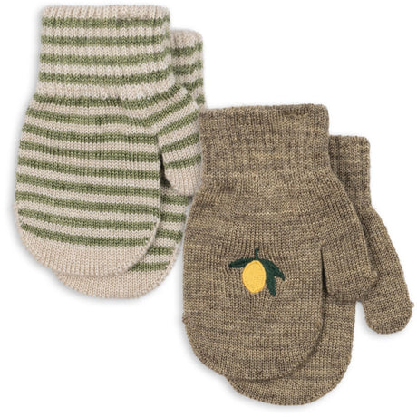 Konges Sløjd Lemon/Stripe 2 Pack Filla Vantar