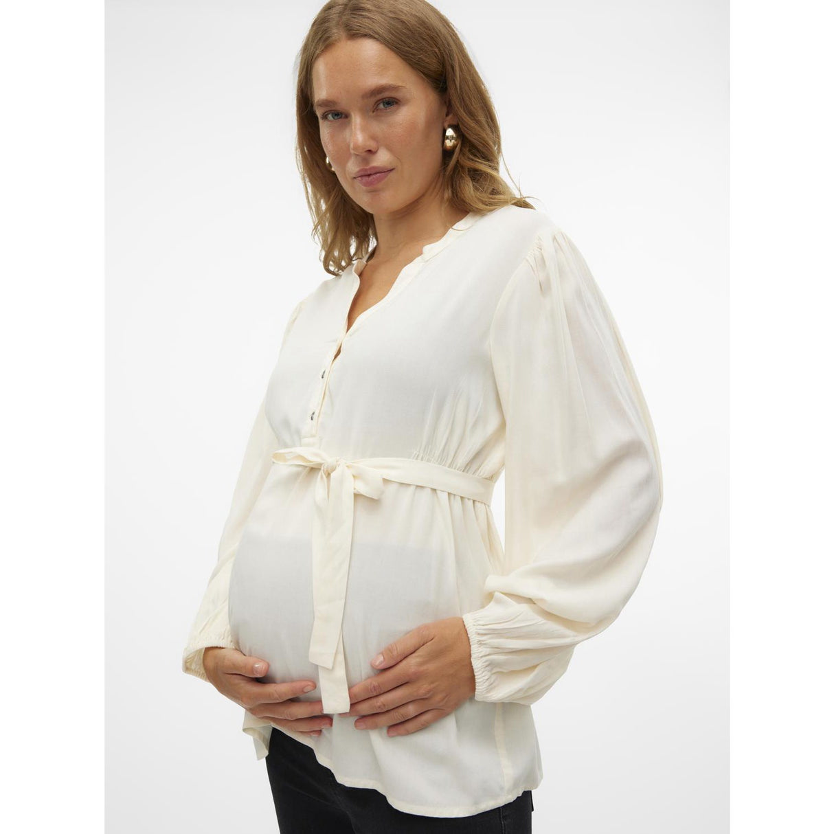 Mama;licious Birch Mlmercy Lia L/S Wo Topp 2F Noos