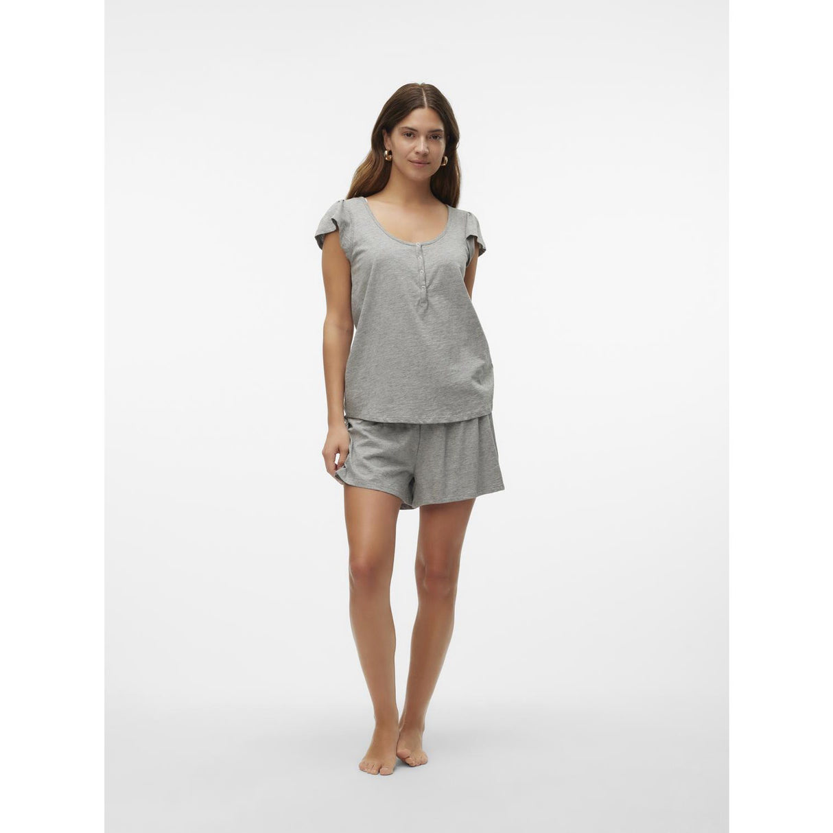 Mama;licious Light Grey Melange Mlmira Lgm Lia Keps Jrs Pyjamas 2F Noos