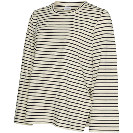 Mama;licious Birch Navy Blazer Mlamila Vita Ls Jrs Wide Sleeve Topp 2F