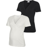 Mama;licious Black Snow White Mlkerrie Tess Ss Jrs Topp 2F 2-Pack Noos