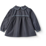 COPENHAGEN COLORS Brown/Blue Check Comb. Checkered Blus W. Krage Och Embroidery