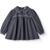 COPENHAGEN COLORS Brown/Blue Check Comb. Checkered Blus W. Krage Och Embroidery