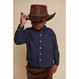 COPENHAGEN COLORS Brown/Blue Check Comb. Checkered Cowboy Skjorta