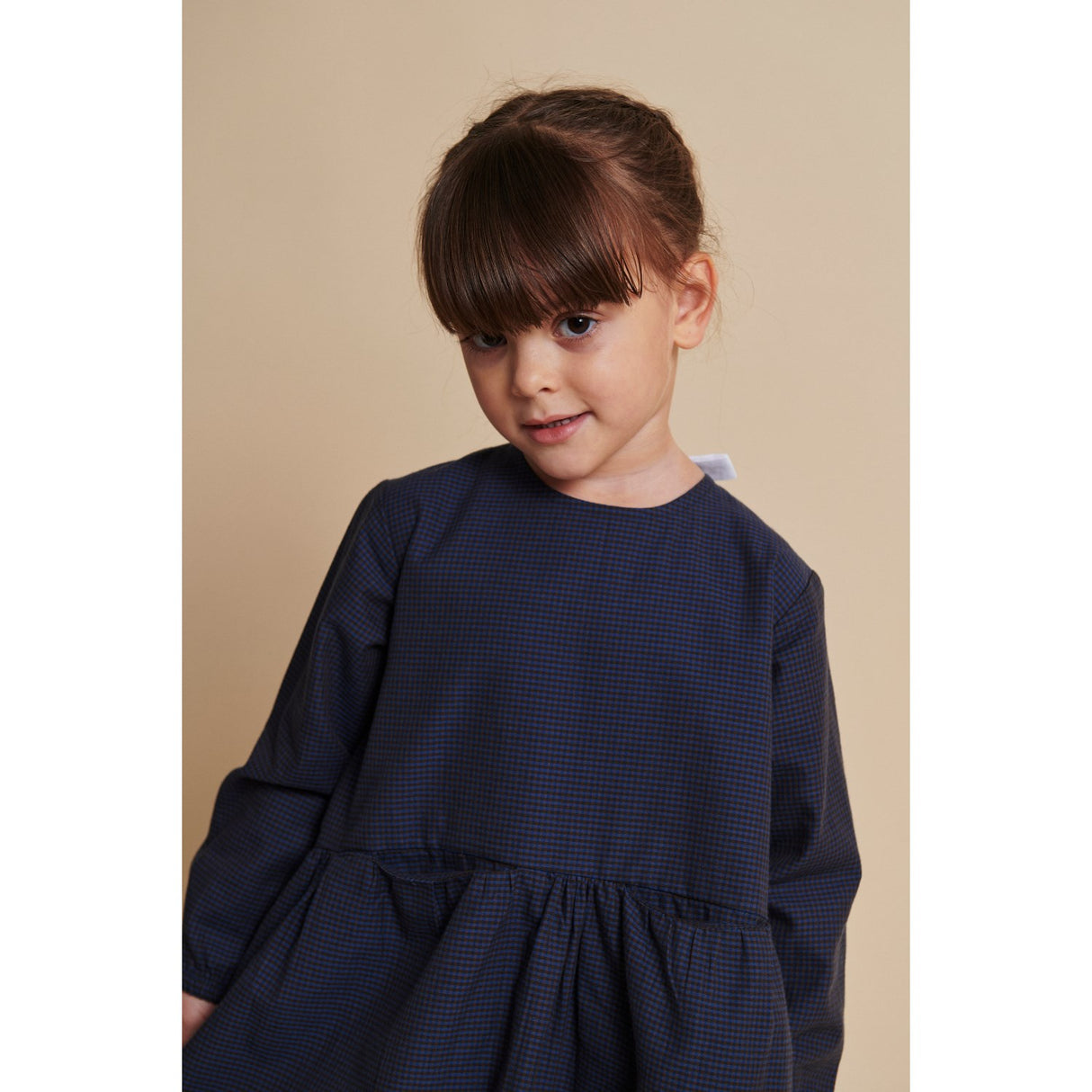 COPENHAGEN COLORS Brown/Blue Check Comb. Checkered Klänning W. Backside Rosett