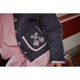 COPENHAGEN COLORS Brown/Blue Check Comb. Checkered Quiltad Jacka W. Embroidery