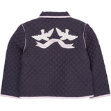 COPENHAGEN COLORS Brown/Blue Check Comb. Checkered Quiltad Jacka W. Embroidery