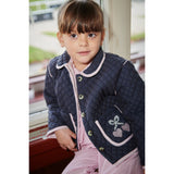 COPENHAGEN COLORS Brown/Blue Check Comb. Checkered Quiltad Jacka W. Embroidery