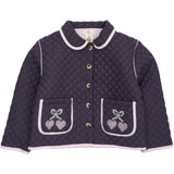 COPENHAGEN COLORS Brown/Blue Check Comb. Checkered Quiltad Jacka W. Embroidery