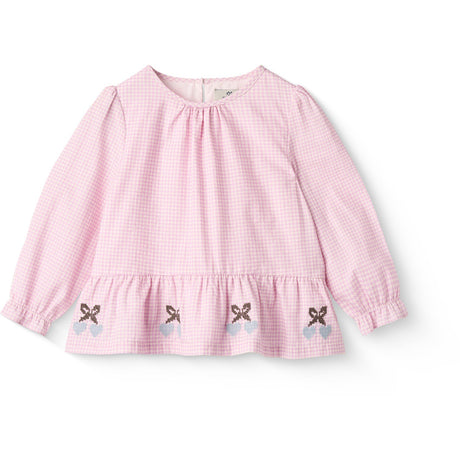 COPENHAGEN COLORS Syringa Comb. Houndstooth Blus W. Embroidery