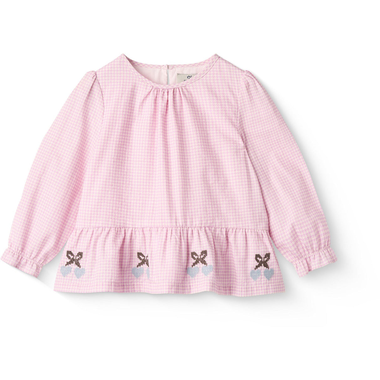 COPENHAGEN COLORS Syringa Comb. Houndstooth Blus W. Embroidery