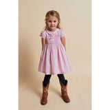 COPENHAGEN COLORS Syringa Comb. Houndstooth Klänning W. Handmade Unicorn Embroidery Och Smock