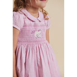 COPENHAGEN COLORS Syringa Comb. Houndstooth Klänning W. Handmade Unicorn Embroidery Och Smock