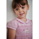COPENHAGEN COLORS Syringa Comb. Houndstooth Klänning W. Handmade Unicorn Embroidery Och Smock