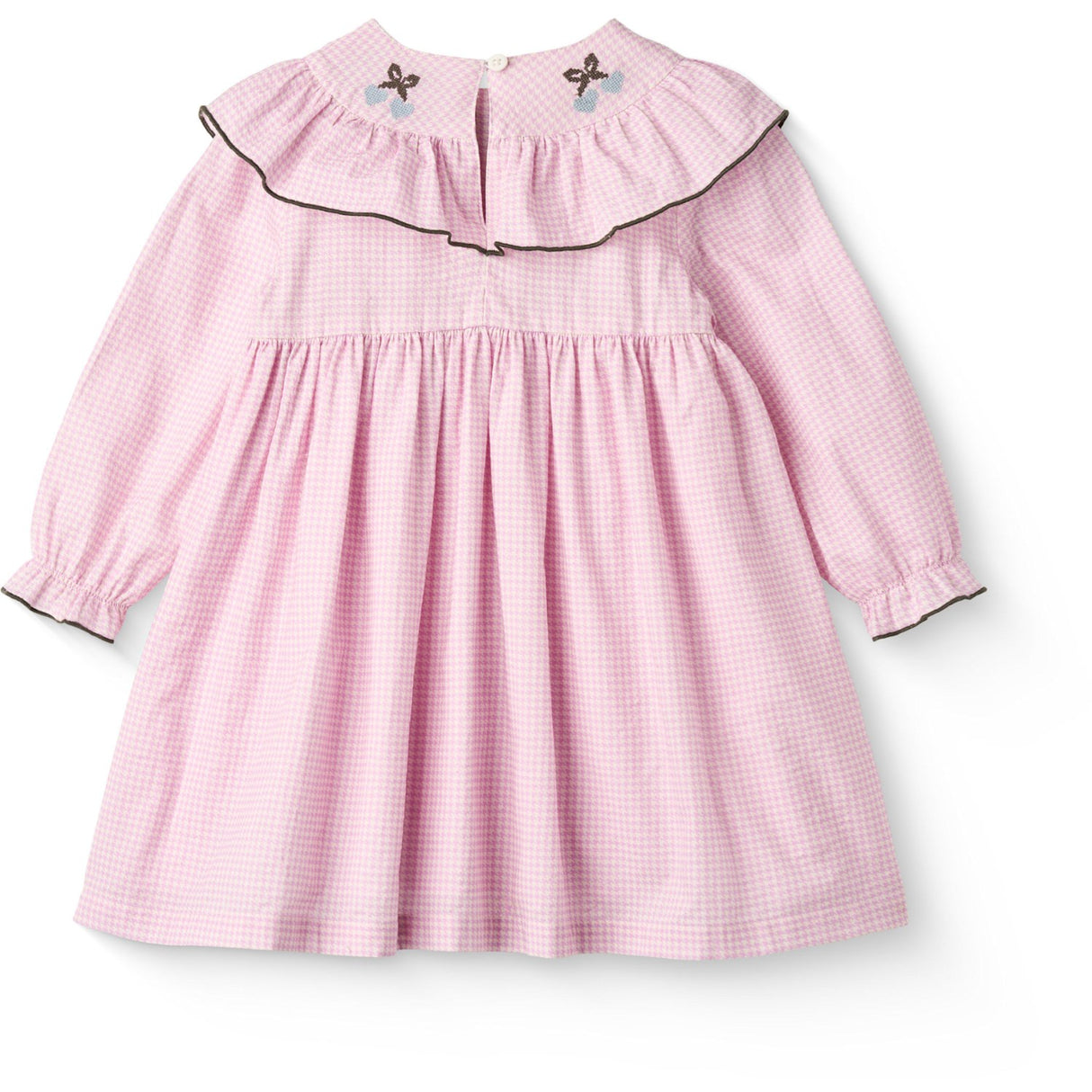 COPENHAGEN COLORS Syringa Comb. Houndstooth Frill Klänning W. Embroidery