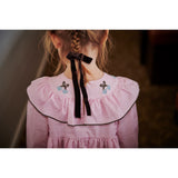 COPENHAGEN COLORS Syringa Comb. Houndstooth Frill Klänning W. Embroidery