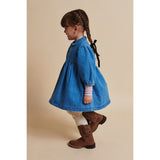 COPENHAGEN COLORS Indigo Blue Washed Organic Denim Klänning W. Puff Ärmar