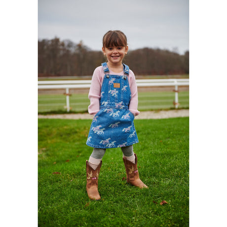 COPENHAGEN COLORS Indigo Blue Washed W Unicorn Organic Denim Spencer Klänning W. Unicorn Print