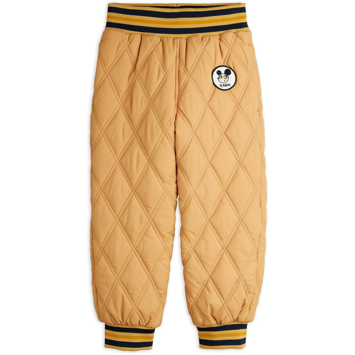 Mini Rodini Beige Ritzratz Patch Quiltad Outerwear Trousers