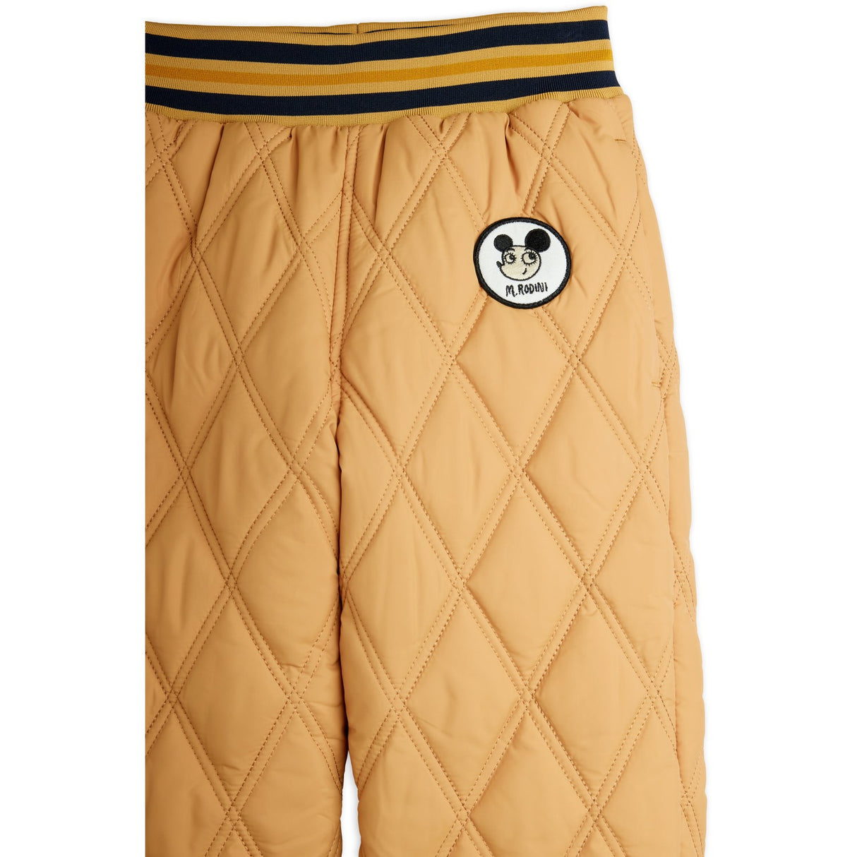 Mini Rodini Beige Ritzratz Patch Quiltad Outerwear Trousers