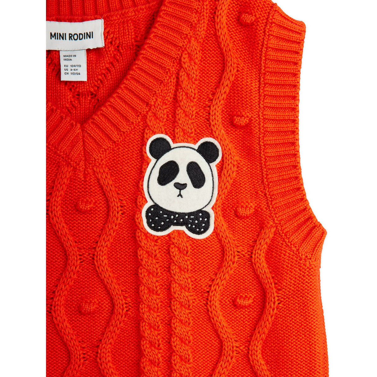 Mini Rodini Red Panda Patch Cable Stickad V-Neck Slipover