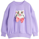 Mini Rodini Purple Cat Med Bowtie Chenille Sweatshirt