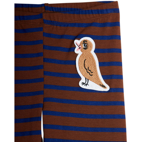 Mini Rodini Brown Stripe Bird Patch Leggings