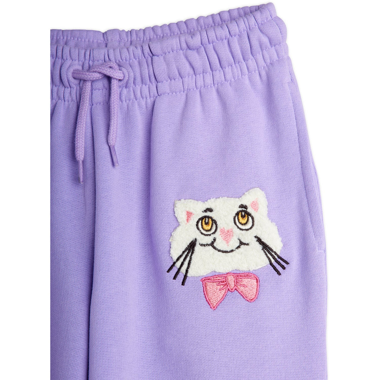 Mini Rodini Purple Cat Med Bowtie Chenille Sweatpants