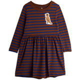 Mini Rodini Brown Stripe Bird Patch Ls Klänning